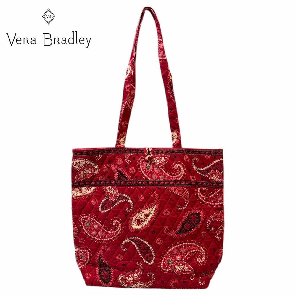 Vera Bradley Cotton Quilted Mesa Red Paisley Tote Bag